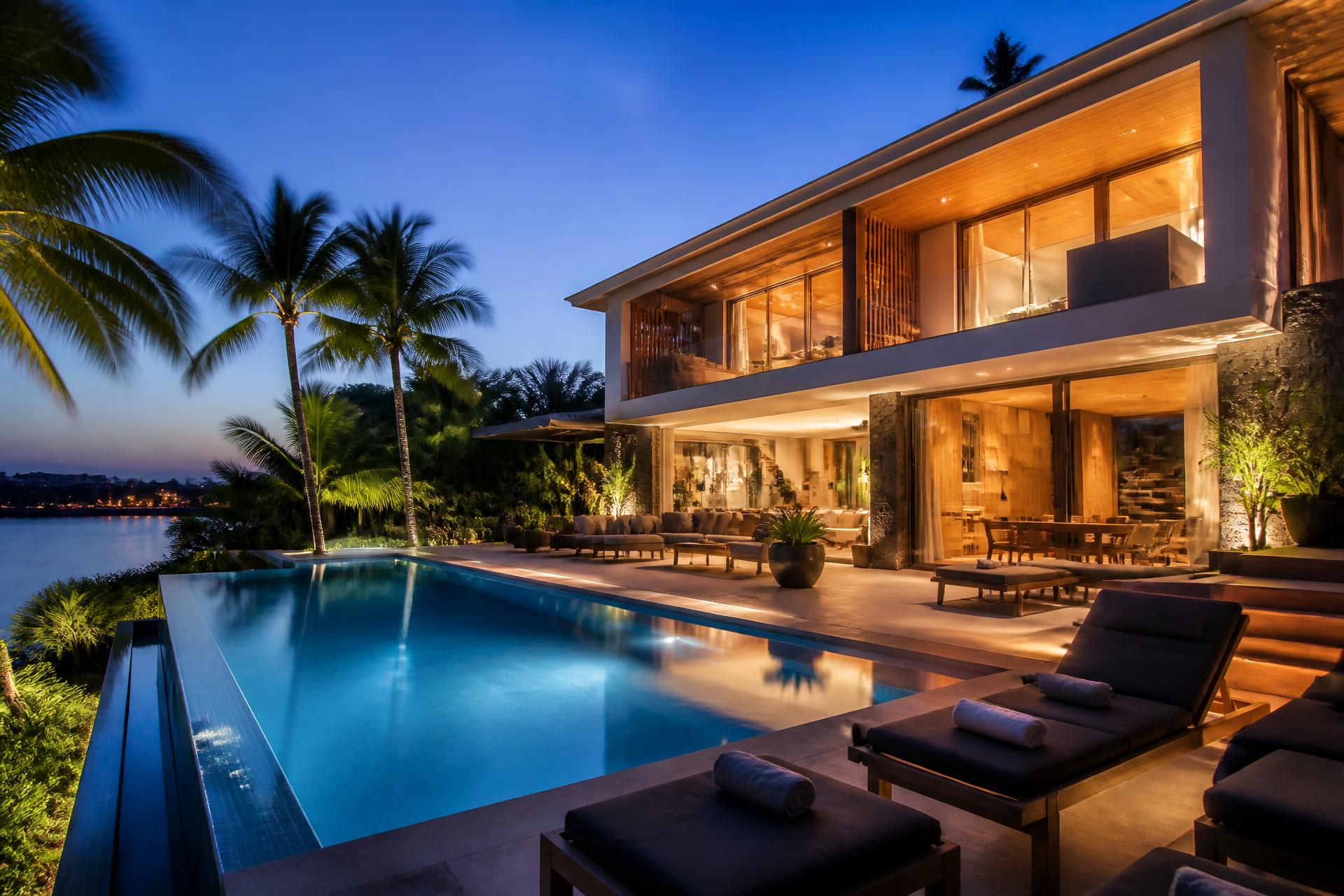 Villa moderne NHUS au crépuscule